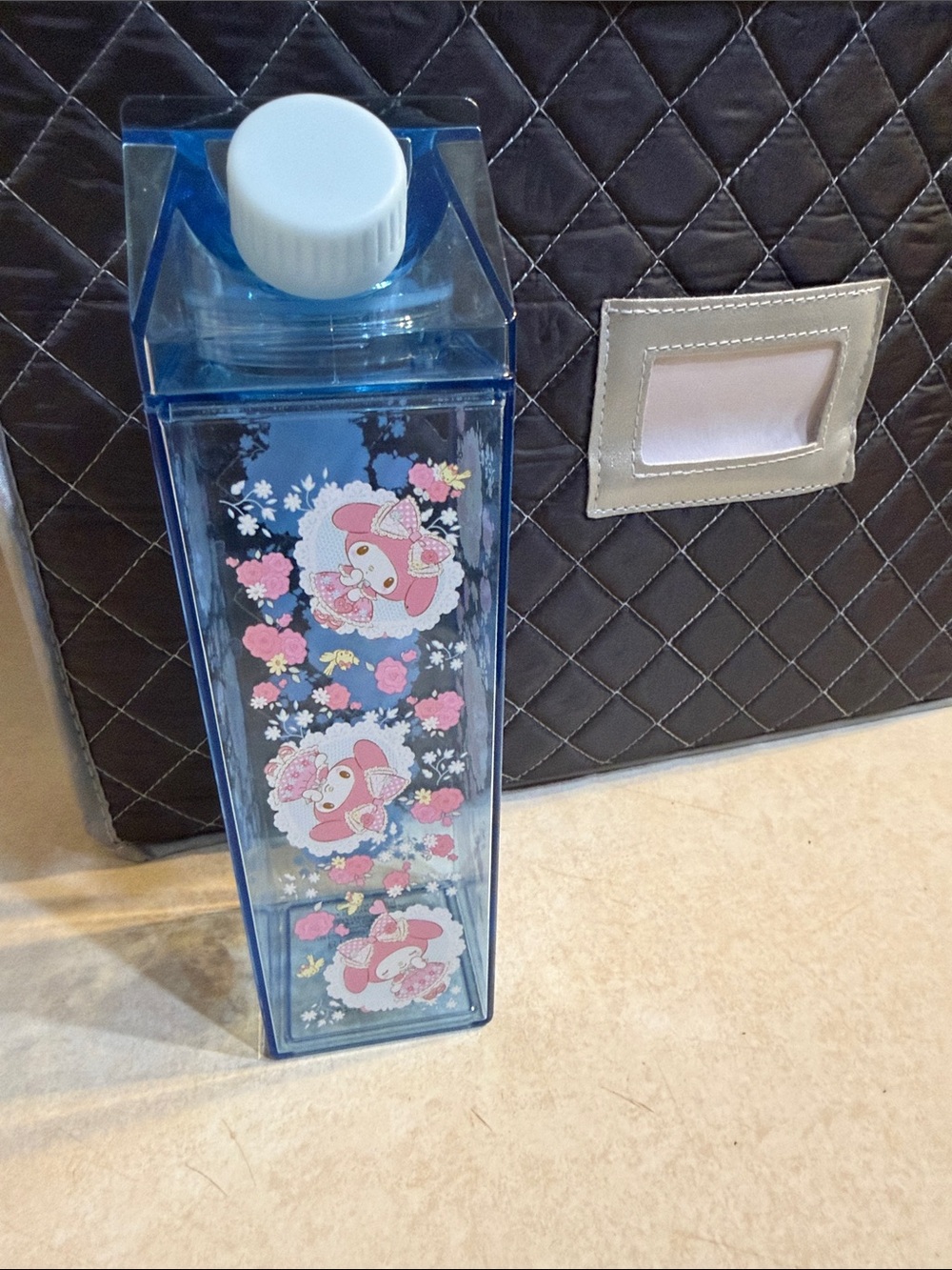 Sanrio My Melody Blue & Pink Floral Square Water Bottle